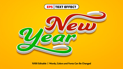 New Year colorful text effect with yellow background editable words and fonts vector design