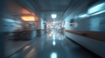 A motion blurred photograph of a hospital interior