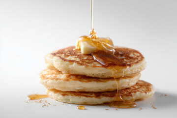 Fluffy pancake stack syrup butter drip golden breakfast treat