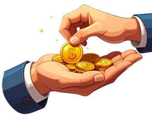 hand holding a gold coin