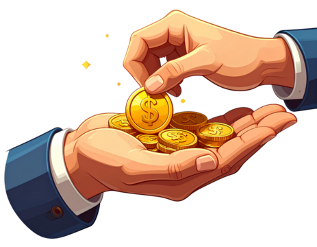 hand holding a gold coin