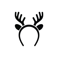 Black silhouette of reindeer antlers and ears on a headband for festive occasions