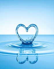 Heart-shaped water droplet splash in nature high-speed capture of watersplash in a serene environment
