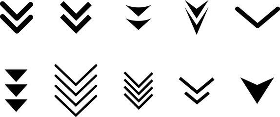 Arrow down scroll Swipe icon set.