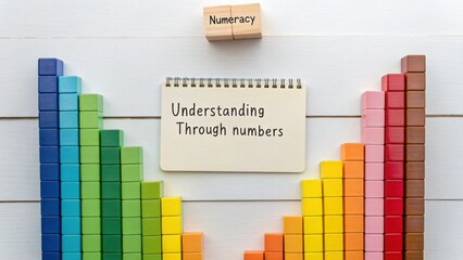 Colorful Numeric Cubes Stacked Into Ascending Rows for Education
