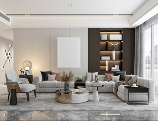 3d render modern living room
