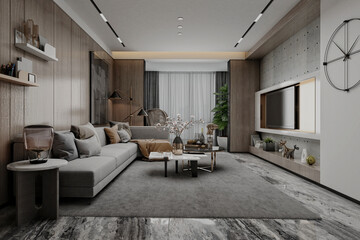 3d render modern living room
