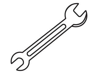 Clean Simple Wrench Vector Line Illustration
