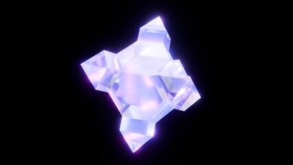 Abstract 3d iridescent glass shape on black background 4k poster cover banner design