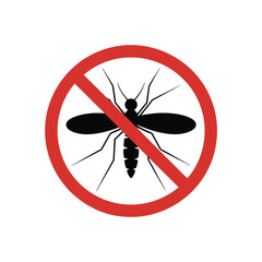 No mosquitoes sign symbol illustrating insect control and prevention against bites
