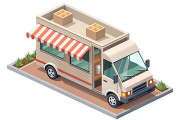 Isometric food truck isolated on white background for your project needs