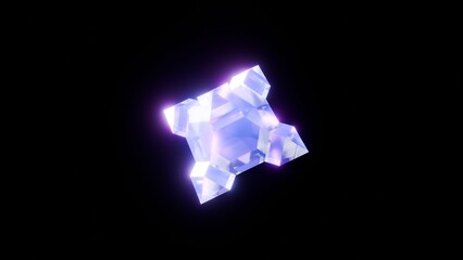 Abstract 3d iridescent glass shape on black background 4k poster cover banner design