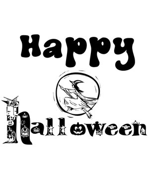 Happy Halloween Witch and Pumpkin SVG 