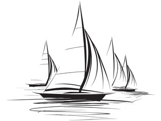Elegant Sailboat Regatta Vector Line Design