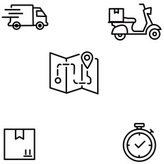 Shipping, Tracking, and Transport Thin Line Icons