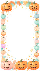 Gradient Night Halloween Poster Frame with Cute Ghosts