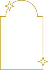 Frame with stars set border, gold frame with sparkle stars, arches border icon, festive effect decoration sign, trendy geometric template. New year christmas background 2026.