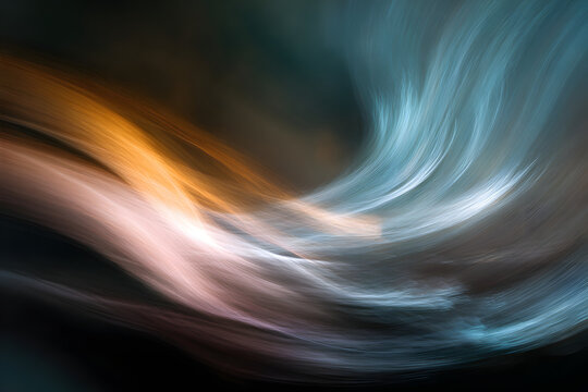 blurred energy waves collapsing inward in a soft motion creating an emotional abstract artwork of tension and introspection