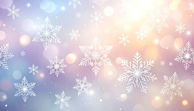 Pastel Bokeh Snowflakes Winter Background
