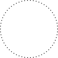 Dotted circle. Round dotted circle set, dotted line circle frame, circle shapes with dots dashed lines, circle line shapes or border hand drawn