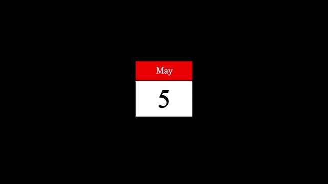 My month 5 date calendar icon animation. Modern design calendar symbol background 4k video.