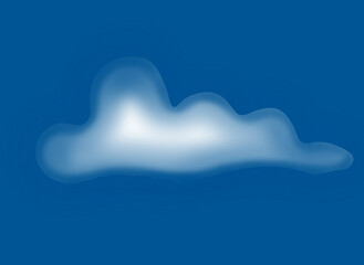 White cloud isolated on blue background. Clipping path included
