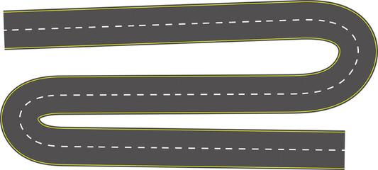 Obraz premium Wavy road top view, winding curves asphalt road