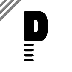 Minimalist black letter P vector design with horizontal line accents. Simple modern concept suitable for logo, typography, or branding elements