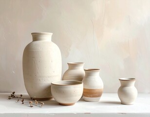 Minimalist Handmade Ceramic Pottery in Soft Neutral Hues