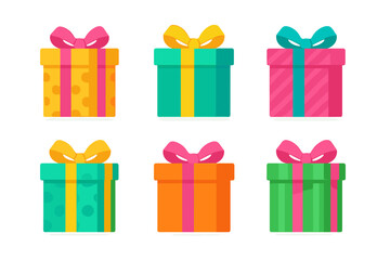 Assortment of vibrant wrapped gift boxes with decorative bows