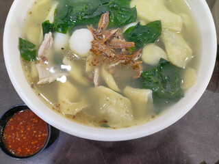 Chinese noodle dish with handmade ban mian.