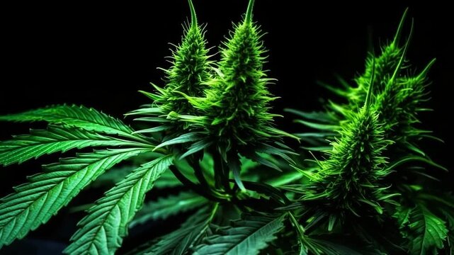 Traditional species marijuana in bright leaves