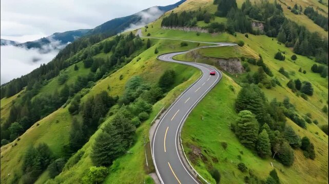Scenic Mountain Road Trip - A Cars Journey Through Natures Beauty