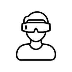 Obraz premium Person wearing virtual reality headset in simple line illustration 