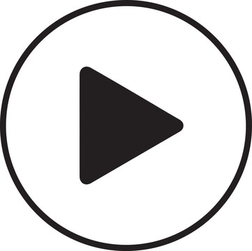 Simple black play button icon within a circle symbolizing media playback and start