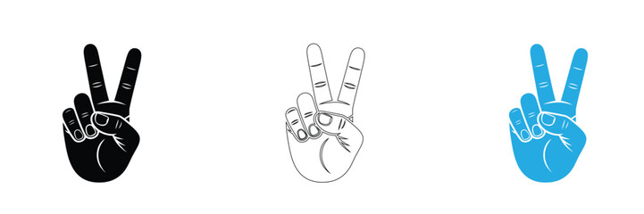 Obraz premium Inspire connection and positivity with this versatile peace sign gesture graphic, perfect for conveying victory, unity, and hope across modern campaigns.