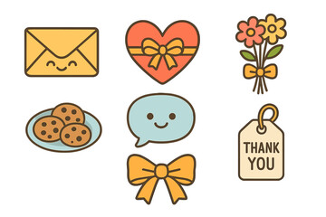 Charming Set of Simple Appreciation and Gifting Icons