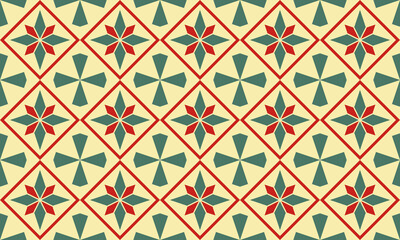 Retro geometric seamless pattern featuring ornate stars and crosses in a nostalgic, harmonious design