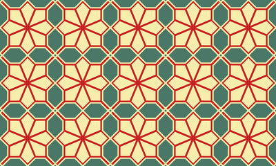 Fototapeta premium Seamless Islamic geometric pattern with eight-pointed stars and ornamental mosaic design