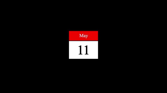 June month 11 date calendar icon animation. Modern design calendar symbol background 4k video.