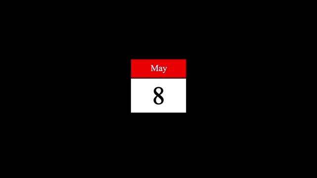 June month 8 date calendar icon animation. Modern design calendar symbol background 4k video.