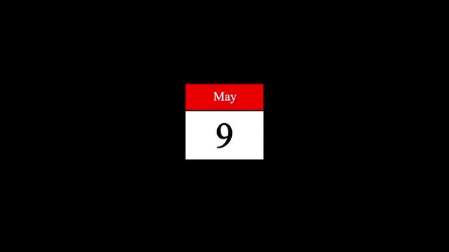 June month 9 date calendar icon animation. Modern design calendar symbol background 4k video.