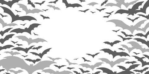 Seamless vector illustration pattern of a halloween background with bats for a vintage design frame decoration. Collection of halloween frame decoration vector illustration