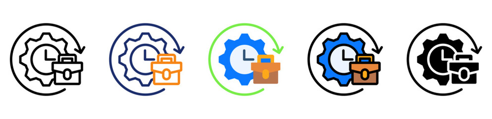 Work Efficiency Icon Multiple Style Collection Set 