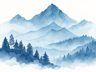 Serene blue mountain range with misty forests evokes tranquility and peace, perfect for nature lovers and meditation retreats seeking calm backdrops