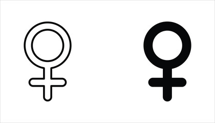 Female gender icon set. Single line Female gender icon vector background. Vector illustration for web design. Isolated on white background.