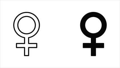 Female gender icon set. Single line Female gender icon vector background. Vector illustration for web design. Isolated on white background.