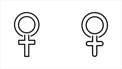 Female gender icon set. Single line Female gender icon vector background. Vector illustration for web design. Isolated on white background.