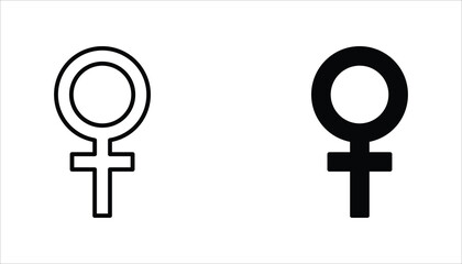 Female gender icon set. Single line Female gender icon vector background. Vector illustration for web design. Isolated on white background.