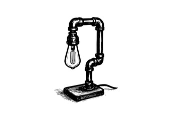 Desk Lamp hand drawn simple sketch vector illustration